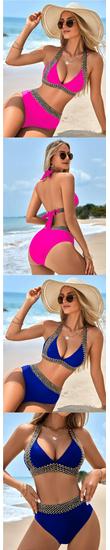Sleek Multicolor Cross-Back High Waist Bikini - Women's Two-Piece Swimwear 2026