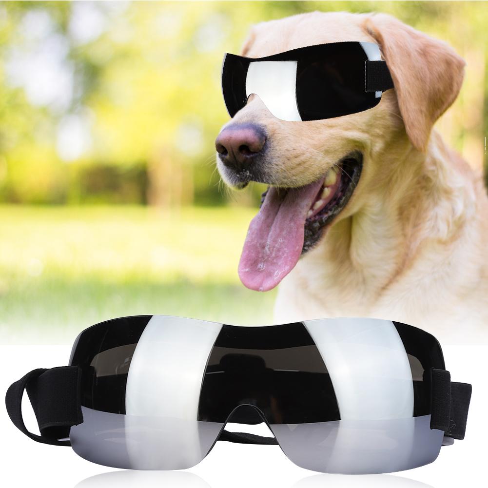 FS SP 05 Plastic Professional Pet Wide View Adjustable Webbing Anti UV Protection Glasses for Large Dogs(Silver )