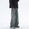 New Autumn and Winter Simple Jeans for Men Loose Straight Laziness Half-elastic Waist Pants