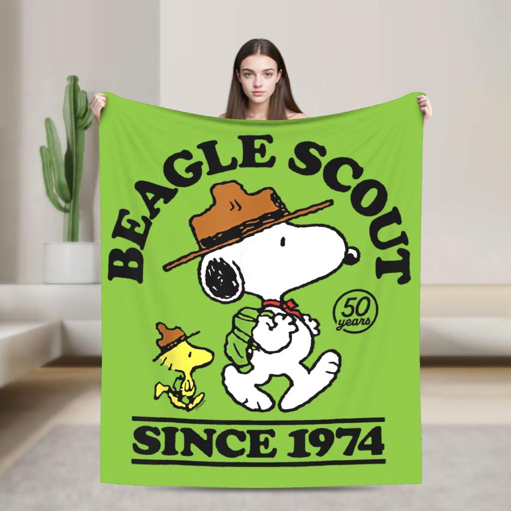 Snoopy Listen to music Blankets Fleece Spring Autumn Cartoon  Multifunction Super Warm Throw Blanket for Home Plush Thin Quilt