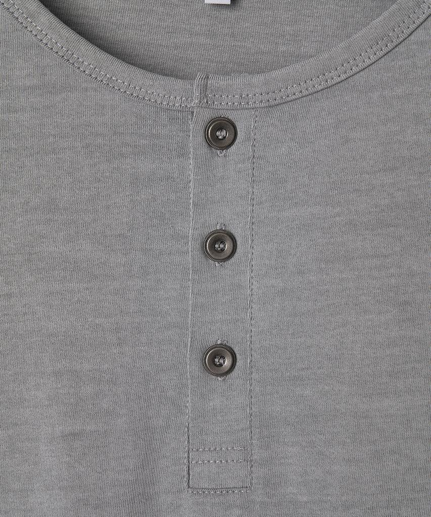 WEST GRAND BOULEVARD Halo Pigment Henley Neck T-Shirt Ash Grey
