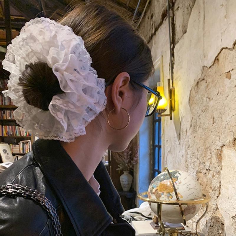 Modische Spitze Haargummis Scrunchies Für Frauen Sanfte Elastische Haarbänder Haaraccessoires Für Verschiedene Frisuren