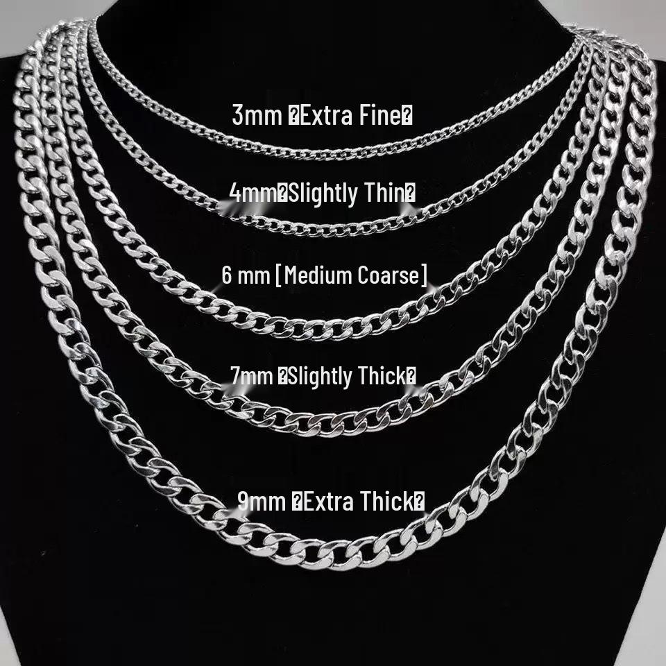 Colar Cubano de Alta Qualidade que Não Desbota: Corrente Tendência Masculina em Aço Inoxidável, Acessório Versátil Simples para Clavícula