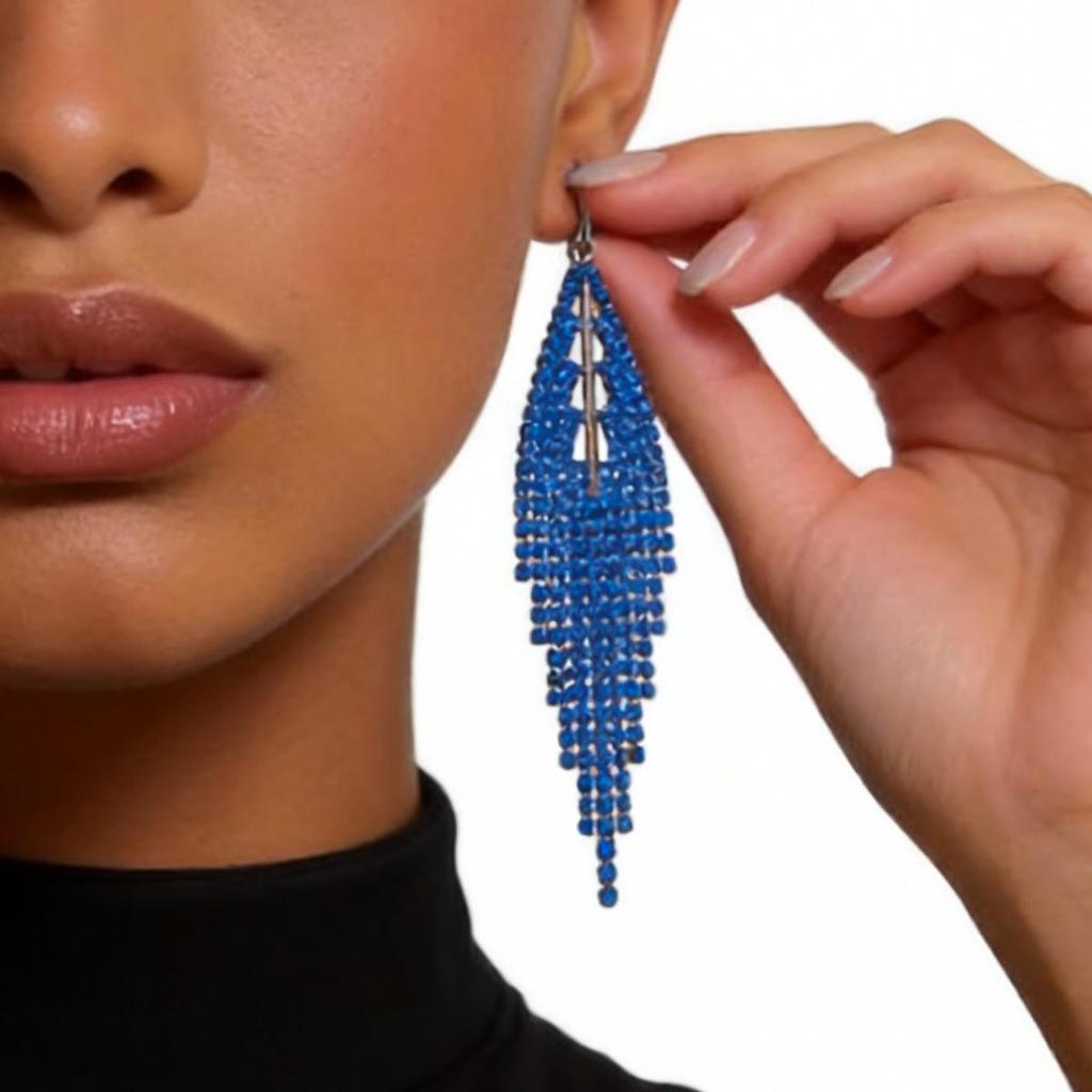 Silver Tassel Diamond-Inlaid Bohemian Long Earrings - Lightweight Luxury Dangles