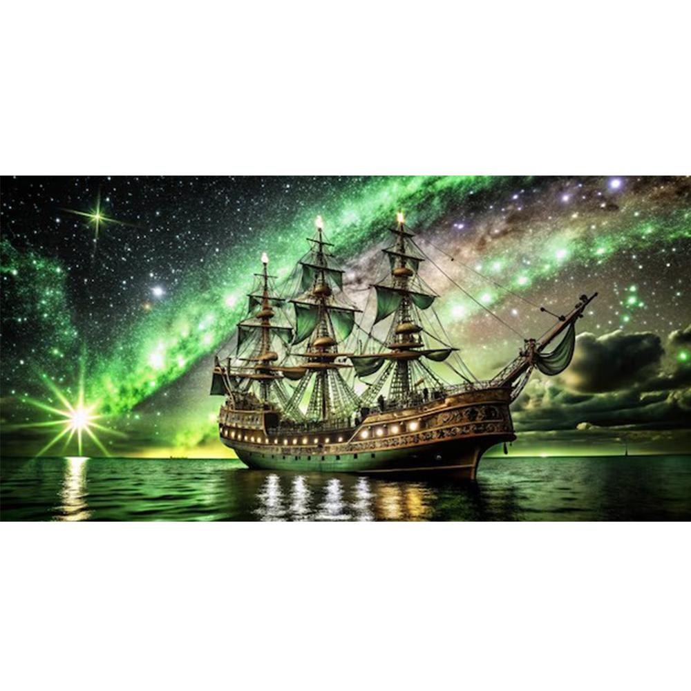 Large Size Mosaic DIY Full Diamond Painting Kits Art Fantasy Sailboat Starry Sky Embroidery Cross Stitch Rhinestones