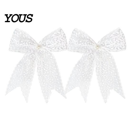 Lace Curtain Ties 2Pcs Bowknot Tiebacks, Bow Holdbacks with Pearls, Decorative Tiebacks for Home Office Living Room Bedroom Wedding Party Decor