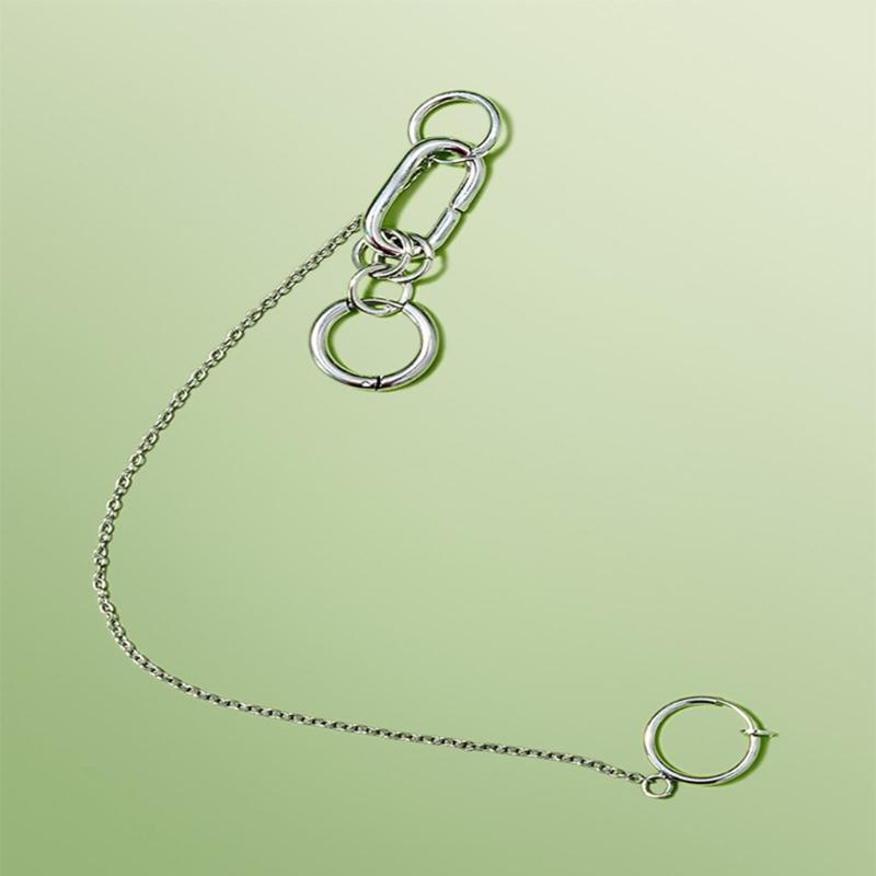 1 Set Fake Piercing Lip Clip Earring Punk Chain Linked Earrings Hinged Lip Ring Accessories Stainless Steel Material