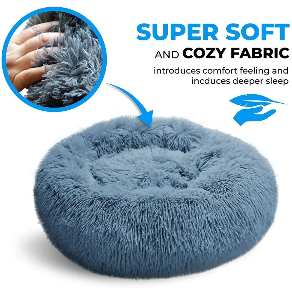 Round Cat Bed Dogs Bed House Kennel Pet Mats Soft Long Plush Mat Pet Warm Basket Cushion Cats House Sofa Machine Wash Kennel