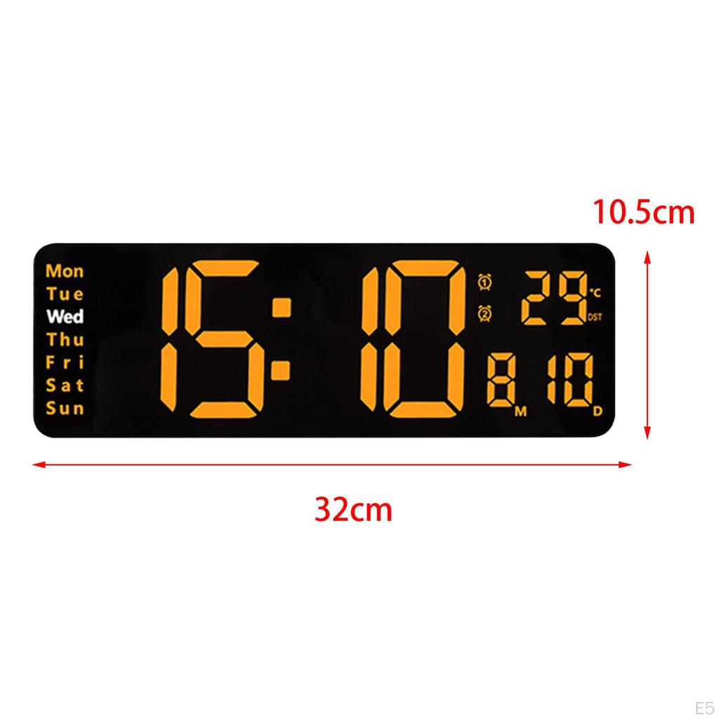 LED Electronic Clock with Time Date Week Temperature Display Silent for Cafe