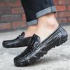 Herren Freizeitschuhe Echtes Leder Krokodil-Stil Luxusmarke Herren Slipper Mokassins Slipper Schwarz Fahrschuhe Übergröße 38-47