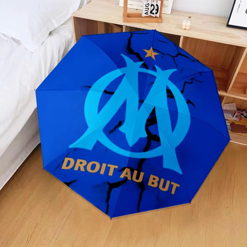 1PC Olympique Football Crest Printed Umbrella Folding umbrella, automatic umbrella 8-Frame for Travel, camping Fan gifts Christmas Gifts