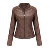 Stand-up Collar Leather Jacket Women's New Leather Jacket Women's Jacket Slim Thin Small Coat Women's Motorcycle Clothes