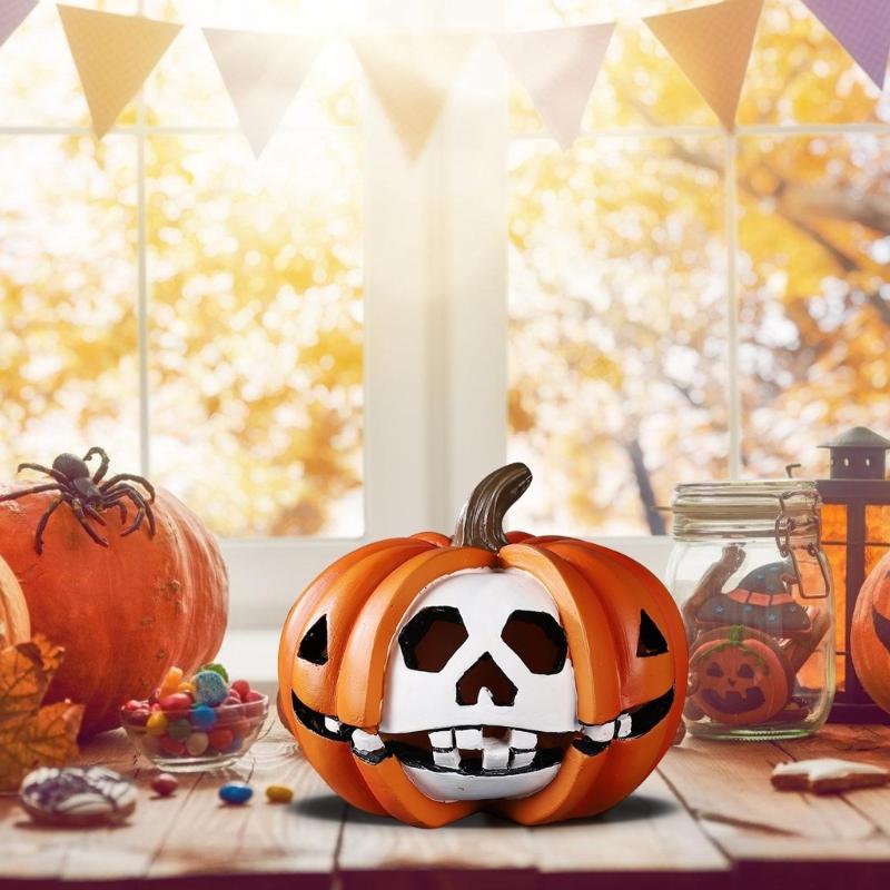 Handmade Resin Pumpkin Halloween Pumpkin Decorations Jack O Lantern for Home Porch Front Door Mantel Room Decoration