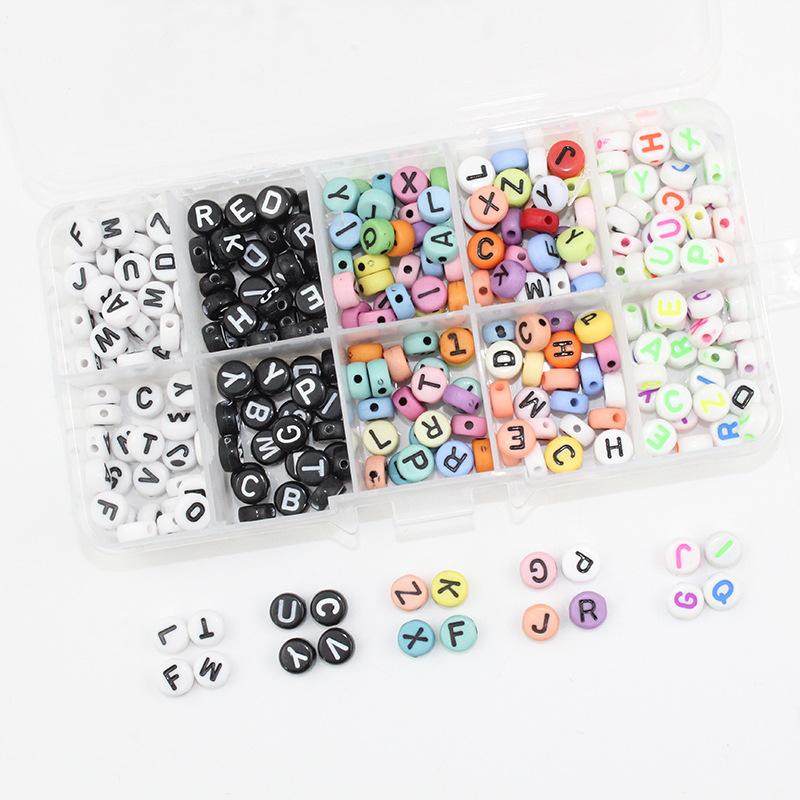 

Acrylic Beads, Flat Round Letter Beads, Beaded Material, Boxed Diy Bracelet, Ear Jewelry, Handmade Combination Set, Women 4x7mm 50pcs/grid