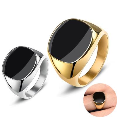 Gold Farbe Silber Farbe Edelstahl Männer Ring Mode Poliert Band Biker Männer Siegelring Finger Schmuck Casual Ring für männer