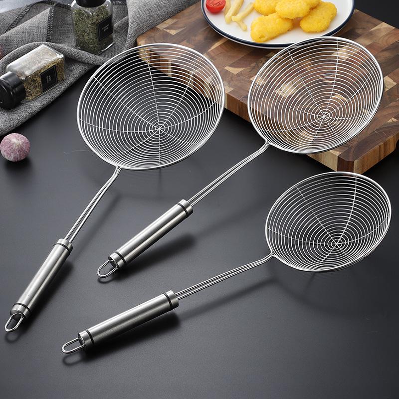 Large Stainless Steel Long-Handled Ladle & Skimmer for Hot Pot, Fried Food, and Noodle Straining