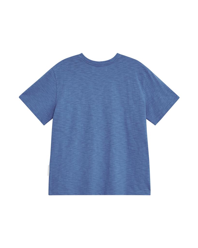THEMUSEUMVISITOR Color Typo Slub T-Shirt (Blue)