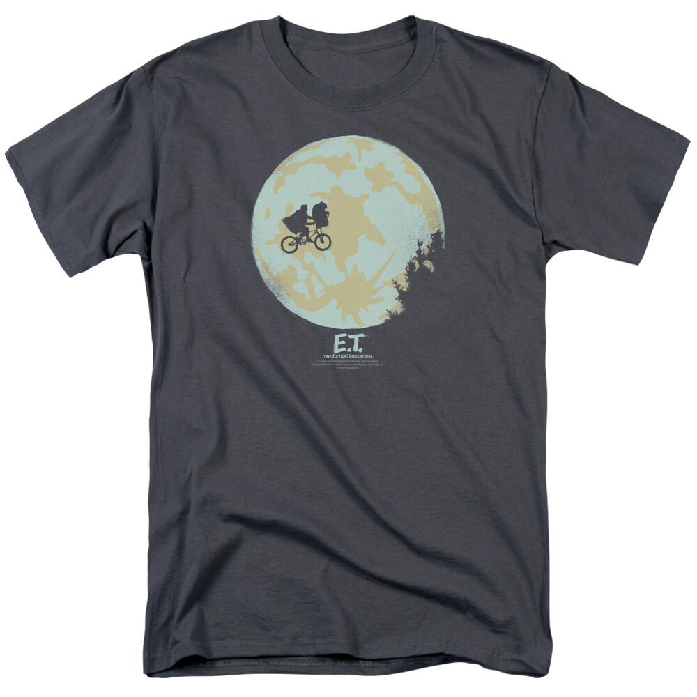 26 E.T. The Extra Terrestrial In The Moon T Shirt Mens Licensed 80s Movie Charcoal Unisex T-Shirt M