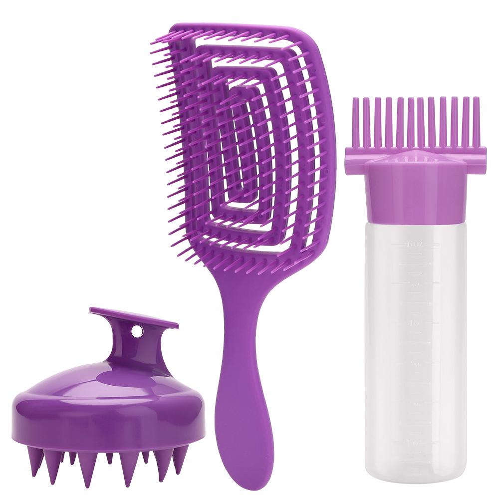 

Набор из 3 предметов для парикмахерской: Расческа от комаров, Массажная щетка, Изогнутая расческа для волос, Бутылка для масла для завивки