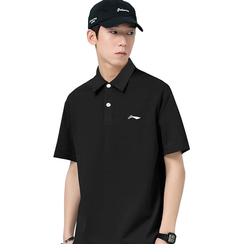 Li Ning Pure Cotton Summer Solid Color Retro Casual Loose Polo Shirt Men tops ASPL723-1