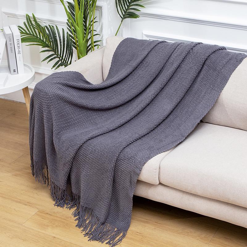 

Літній вовняний плед з бахромою в гусячу лапку: В язаний диванний та плед для сну 60x180cm with Fringe