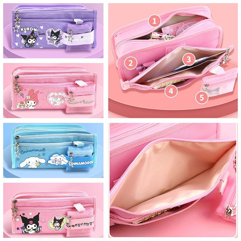 Sanrio Melody Kuromi Canvas Pencil Case Coin Purse For Students