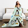 Cute Pingu Penguin Warm Blanket Decorative Plush Throw Blanket Funny Outdoor Flannel Bedspread Sofa Bed Cover