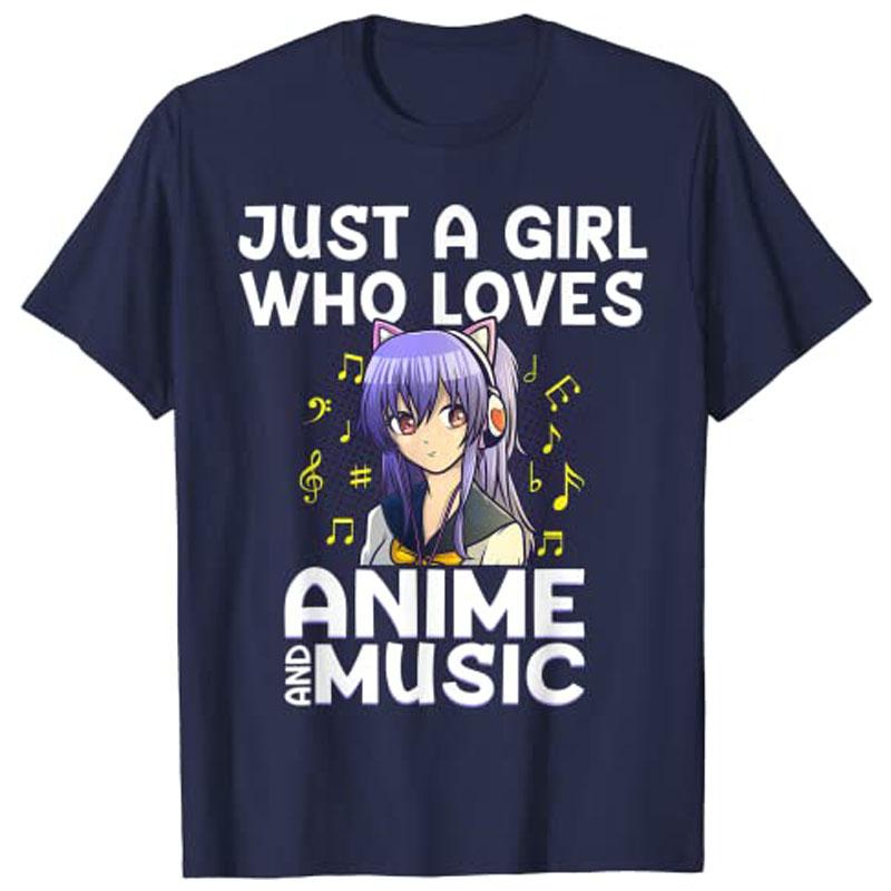 

Cartoon Art for Women Teen Girls Anime Merch Music Unisexga Lover TShirt Just A Girl Who Love Anime Graphic Tee Graphic Tops Gift 4XL