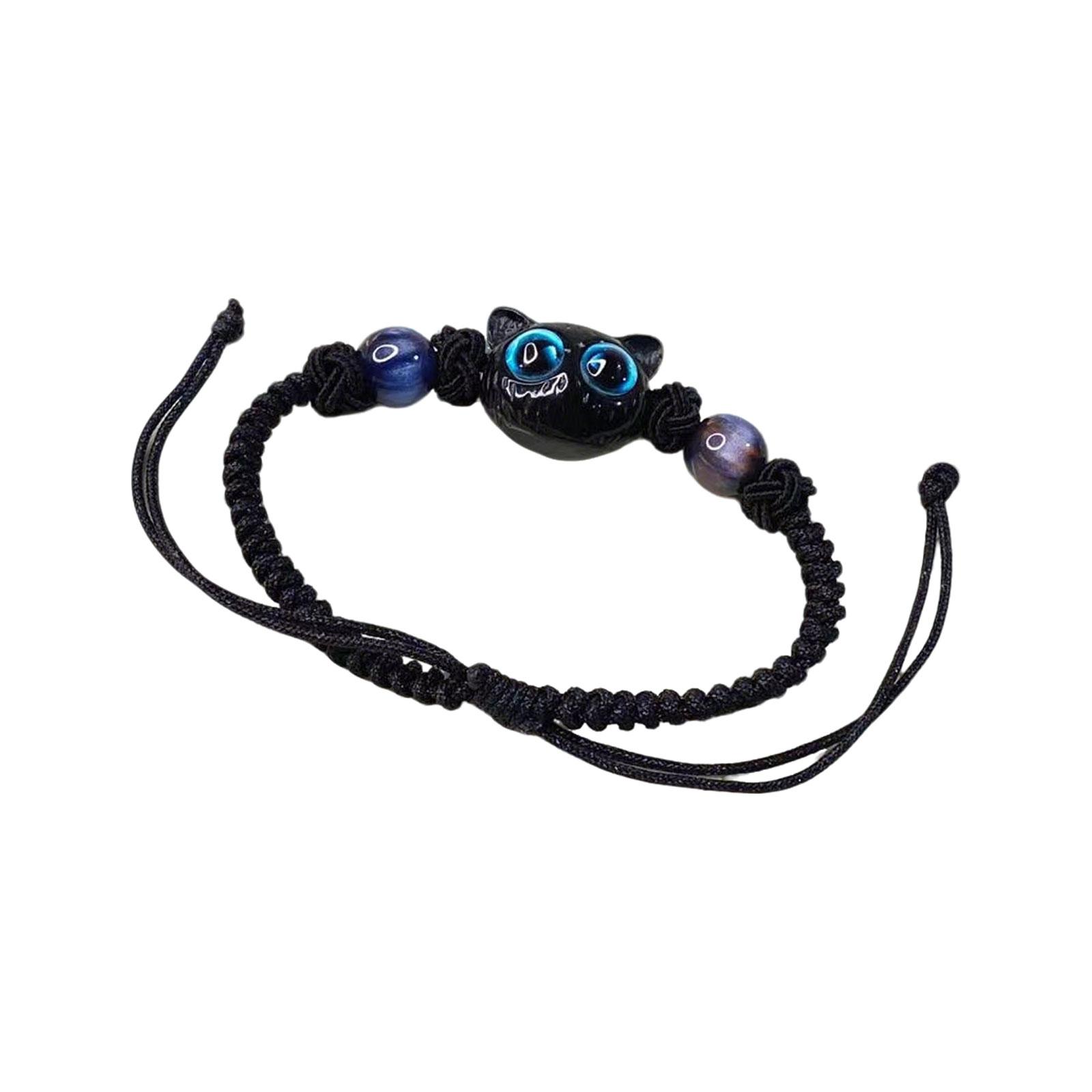 

Black Cats Handmade Knitted Couple Bracelet, Versatile And Adjustable Size, Handmade Bracelet As A Gift For Girlfriend, Blue-Eyed Cats One Size