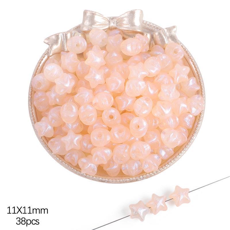 Iridescent Acrylic Pentagram & Peach Heart Beads for DIY Jewelry Making