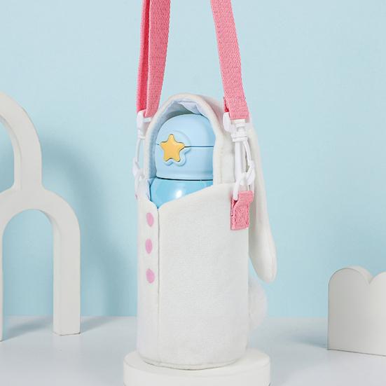 Water Cup Cover with Adjustable Shoulder Strap Water Bottle Rabbit Carrier Bag for Outdoor