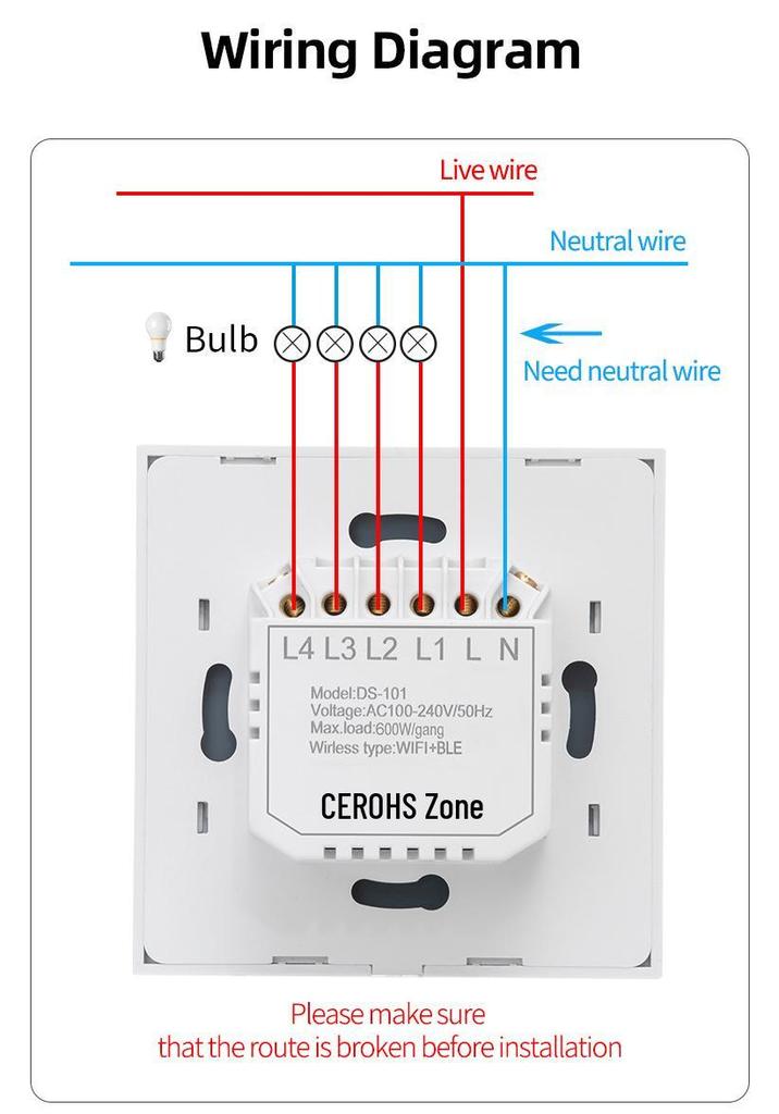 Smart WiFi Wall Timer Light Switch - Alexa/Google Compatible, RF/APP/Touch Control
