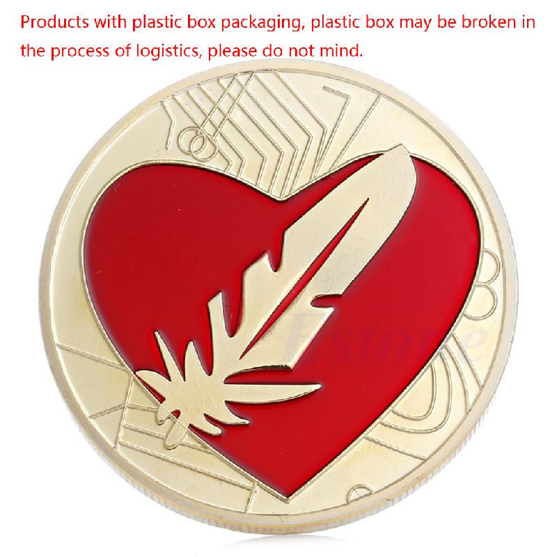 

Feather Coin Like Bitcoin Gold Plated Red Heart Love Token Souvenir срібний