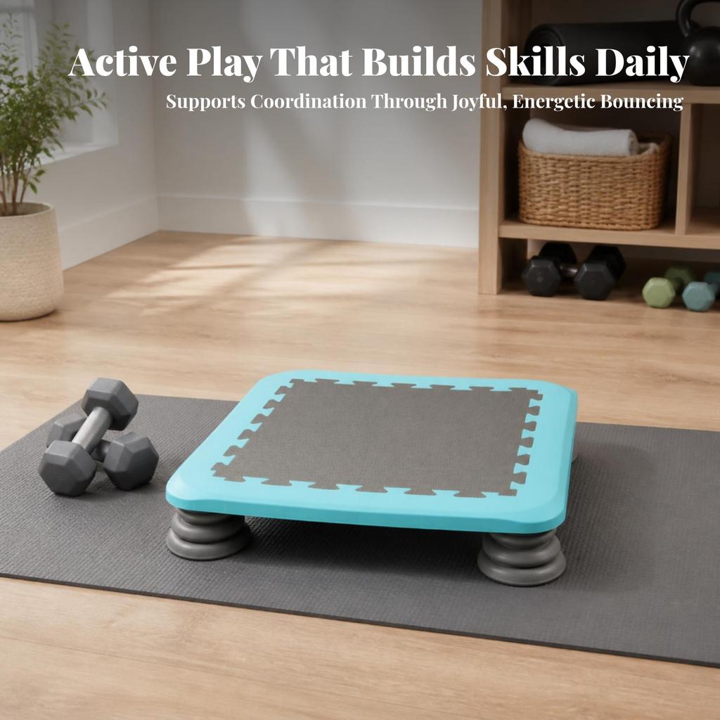 Square Trampoline Compact Balance Step Low-Ground for Home