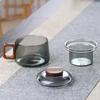 Wooden Handle High Borosilicate Glass Tea Cup 200ml Tea Separation Mug Tea Infuser Cup  Gift
