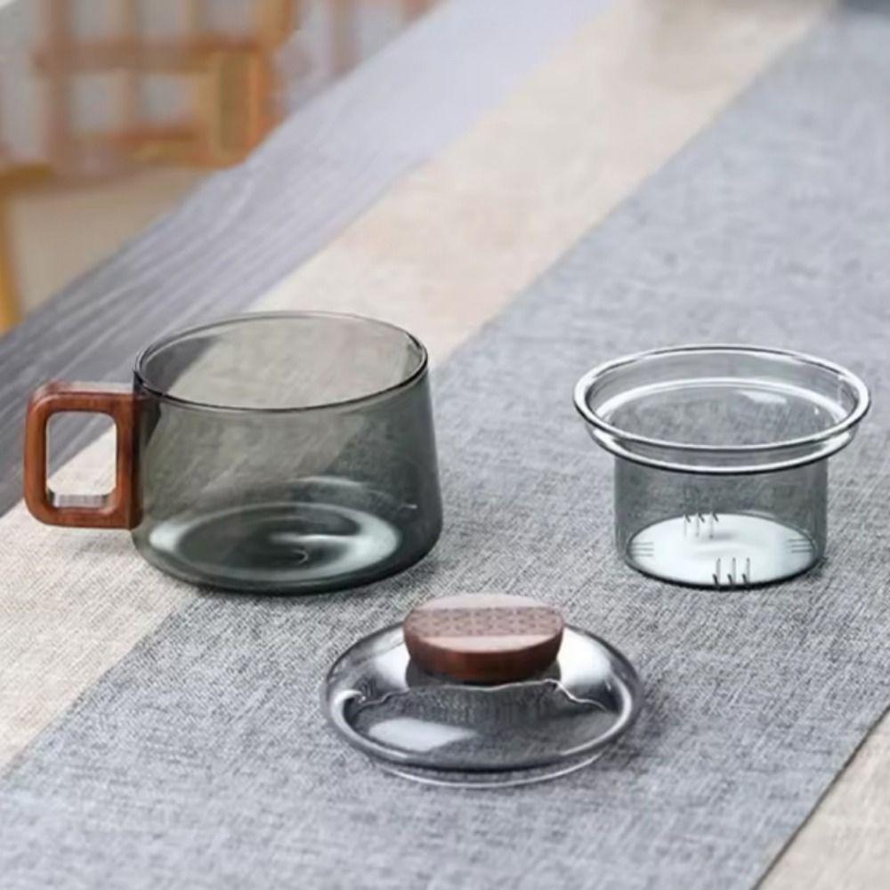 Wooden Handle High Borosilicate Glass Tea Cup 200ml Tea Separation Mug Tea Infuser Cup  Gift