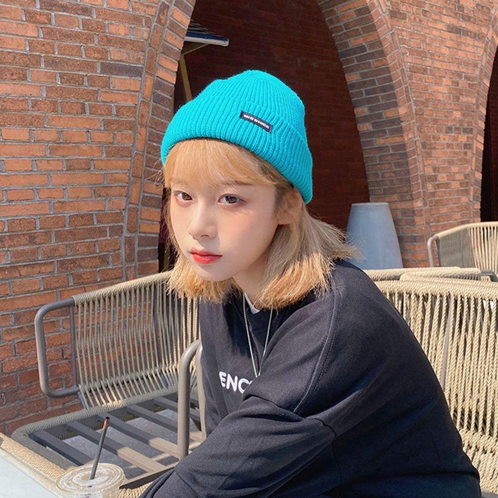 Candy Color Colth Stripe Winter Wool Hat Korean Style Caps Women Woolen Beanies Letter Knitted Hat