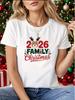 [Holiday Collection] Christmas 2026 Reindeer Family Christmas Text Print Women's Crew Neck Spring Su