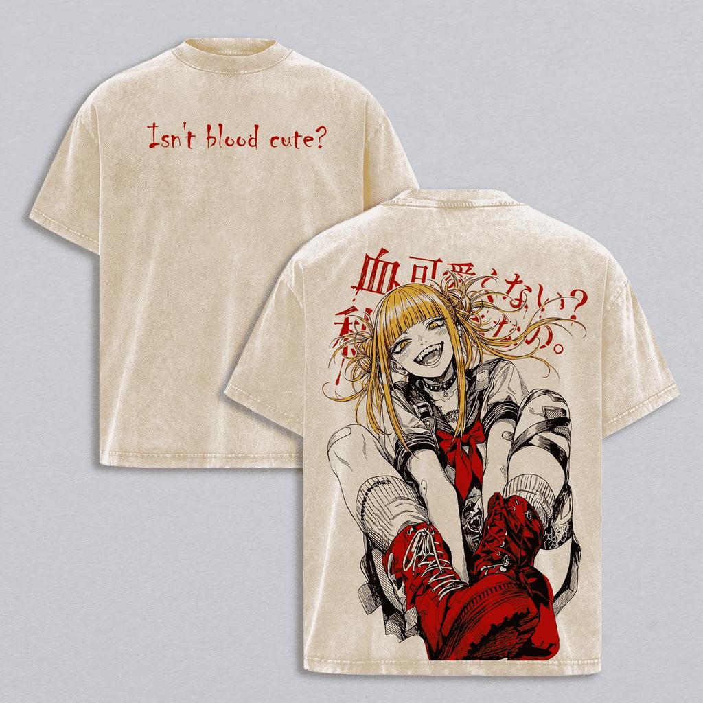 Toga Himiko My Hero Academia Anime T-shirt Harajuku Vintage Washed T Shirt Summer Polyester Short Sleeve Tees Clothes Men Clothing