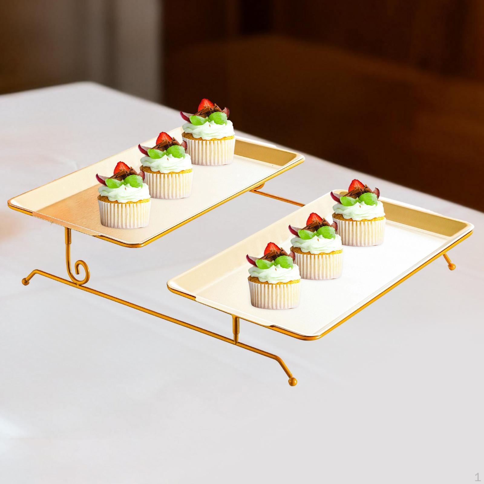 Fruit Plate Ornament Countertop Iron Two Layer Candy Tray Multifunctional Organizer Platter for