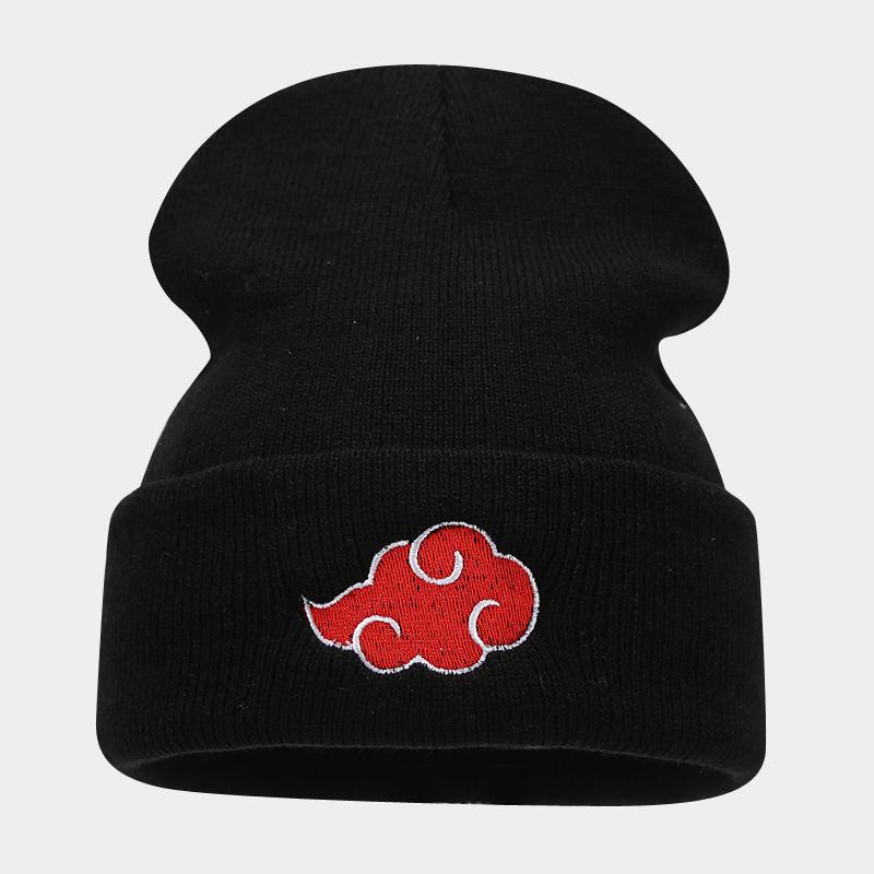 Autumn and Winter New Naruto Shippuden Auspicious Cloud Embroidery Knitted Hat for Men and Women Casual Versatile Personality Trend Warm Hat