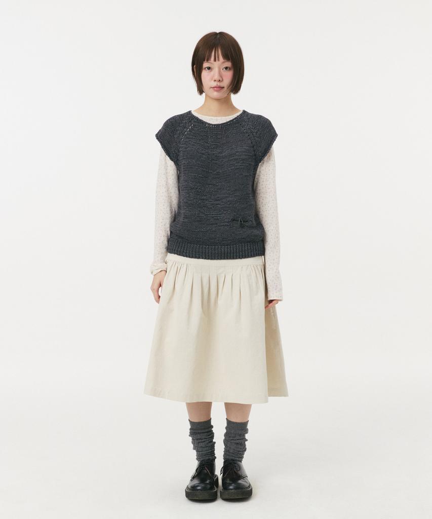 Ohesio Weaving Pocket Cap-Sleeve Knit, Charcoal