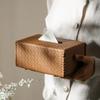 Luxury Woven Leather Tissue Box Cover, Creative Minimalist Napkin Holder for Living Room Desktop, High-End Home Decor Organizer