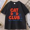 Vintage Cat Dad Club Graphic TShirt Funny Animal Print Tee Humorous Slogan Streetwear Loose Fit Summer Top for Unisex Women