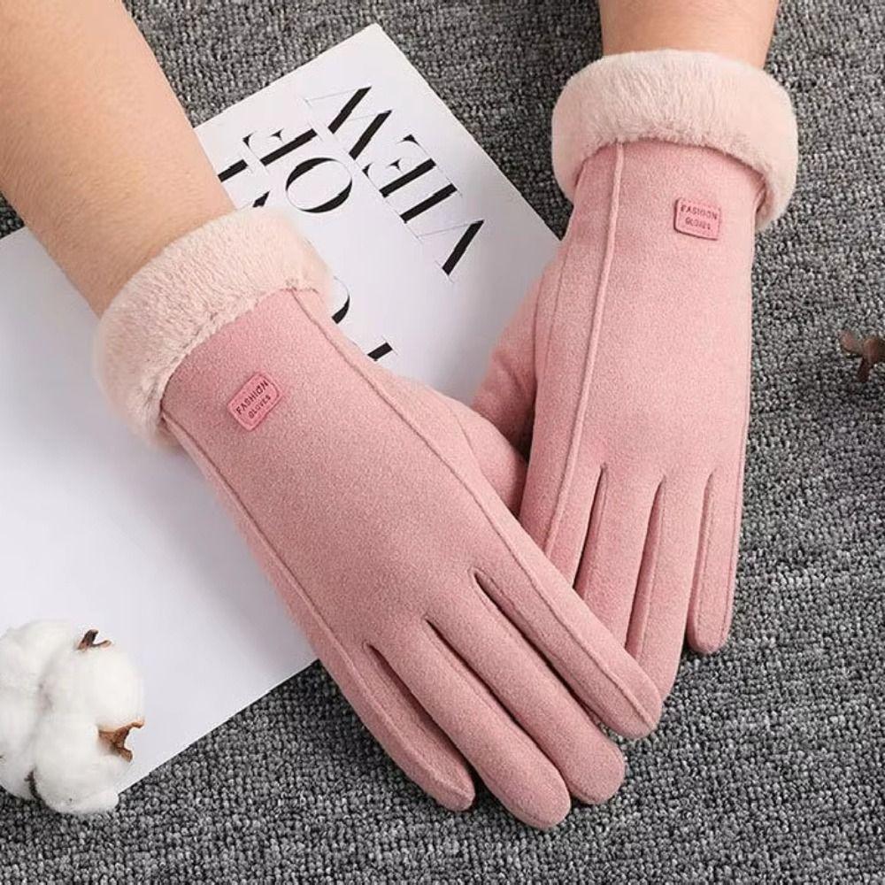 Windproof Suede Gloves  Sports Cycling Mittens Women Winter Gloves  Autumn/Winter