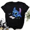 Disney Lilo Stitch Cute Cartoon Print Women T-Shirt Summer Streetwear Short Sleeve T Shirt Fashion Casual Female Clothes Tops