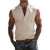 Ärmelloses Henley-Hemd für Herren aus Leinenmischung mit Brusttasche, Mehrfarbig, Lässiges Sommer-Tanktop