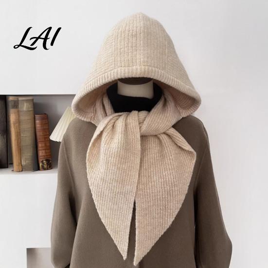 Cold Weather Hat Women Knit Hooded Scarf Hat Winter Pullover Balaclava Hood Hood Warm Ear Protection Skull Cap for Soft