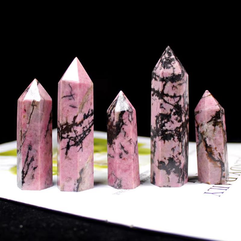 

Родохрозит Шестигранная Призма Кристалл Украшение для Дома или Офиса