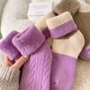 Autumn and Winter Sleep Heart Thickened Floor Thigh-high Socks Solid Color Socks Women's Mid-calf Postpartum Care Loop Warm Mid-calf Winter